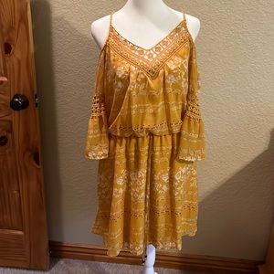 Yellow Boho mini dress